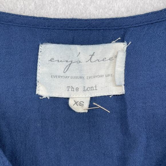 EVYS TREE Tank Top XS Loni Floral V-Neck Ruffle Hem Boho Peasant Cotton Blue - Picture 5 of 12